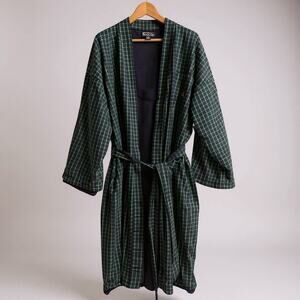 Vintage Men’s American Living Plaid Cotton Terry Cloth Robe One Size